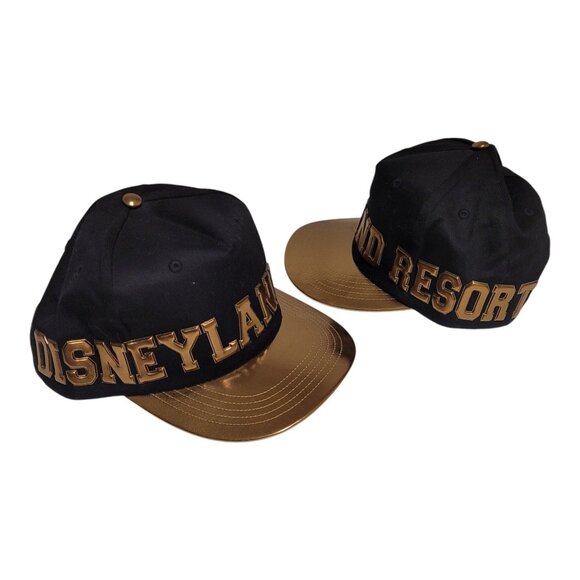 Disneyland Resort Black & Gold Snapback Caps Set Of 2 Adjustable Adult Size, NWT - Picture 1 of 5